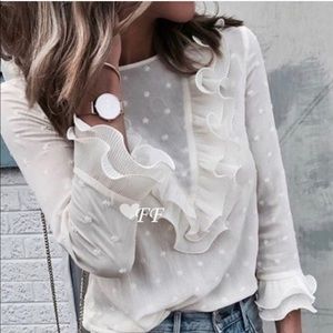 Ruffle polka dot blouse